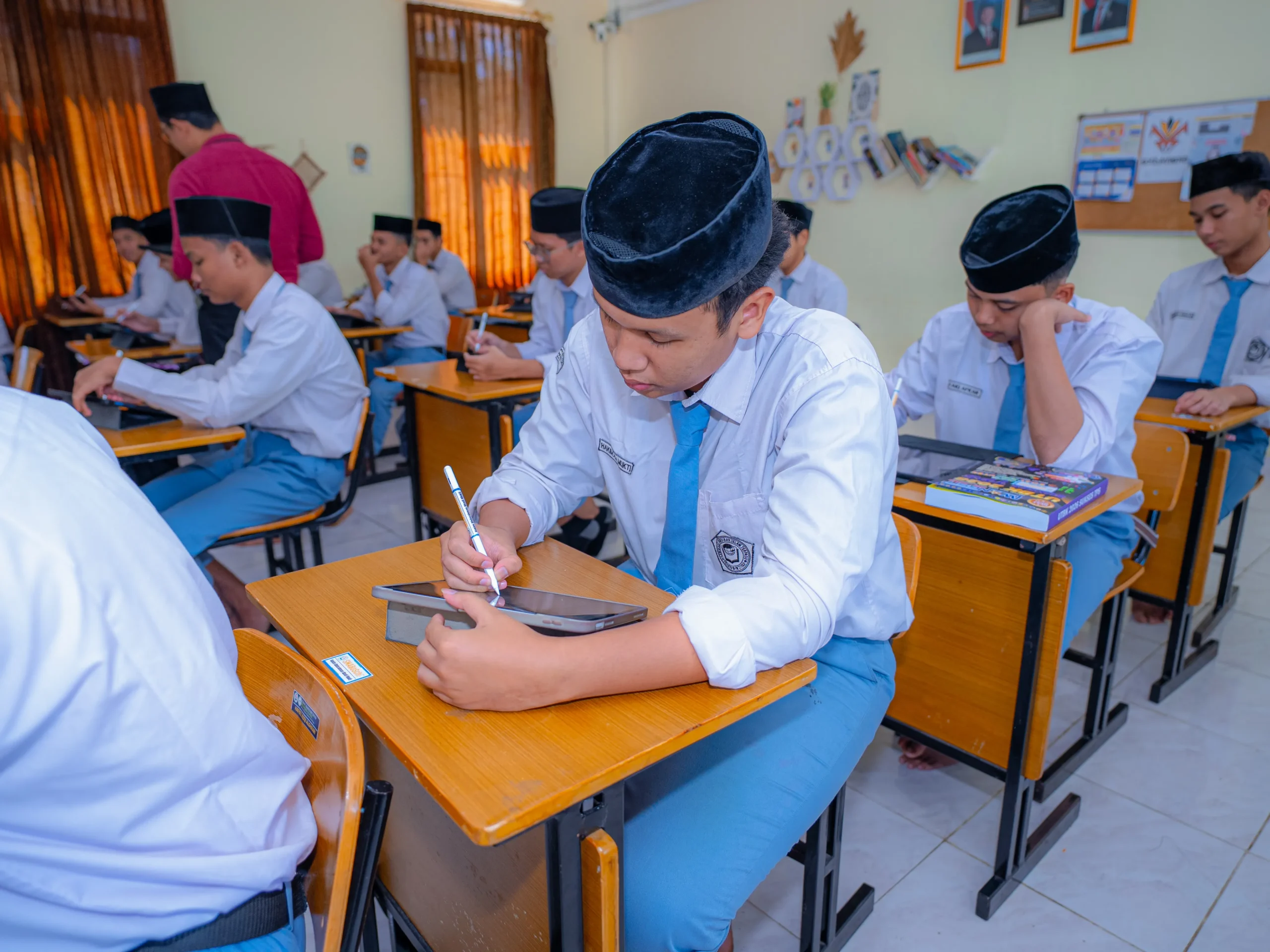 Two students working together